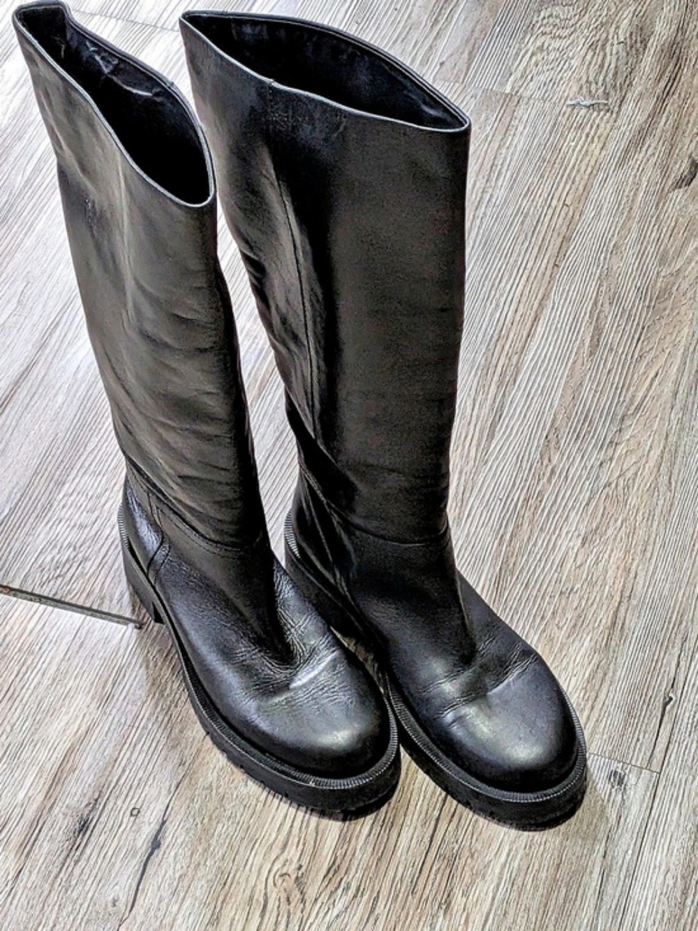 Zara Black Tall Platform Boots EU 39
